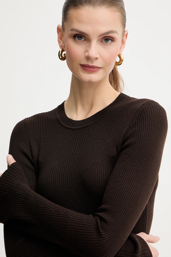 Luisa Spagnoli sukienka wełniana 100225 brązowy