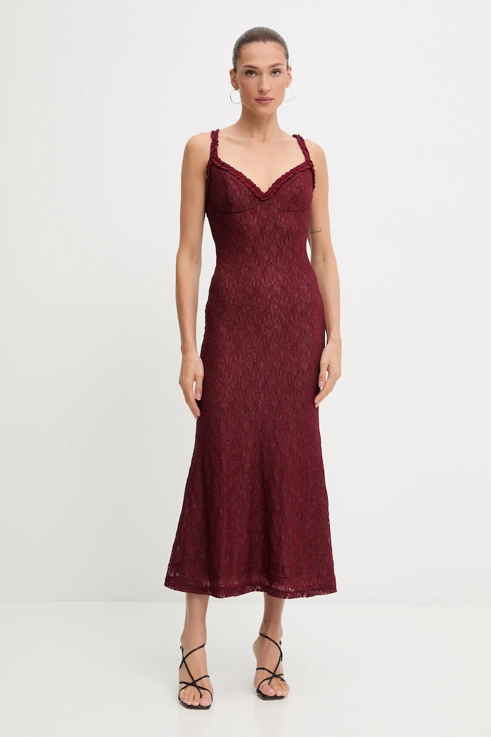 Bardot rochie maxi burgundia 59964DB