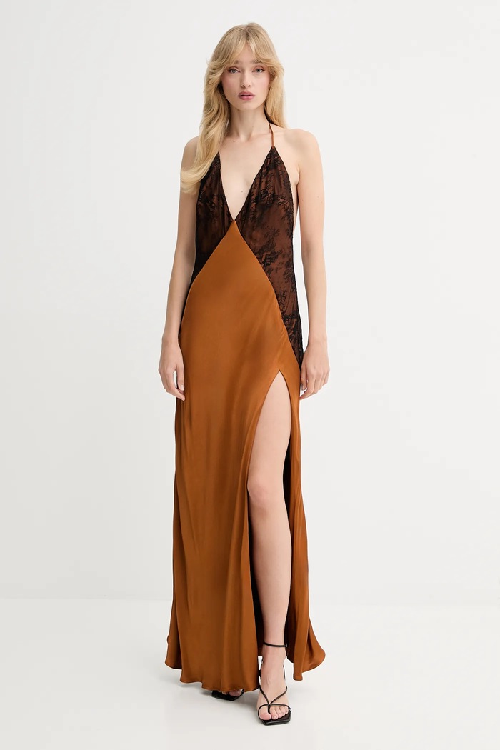 Bardot ruha vállas barna 59977DB