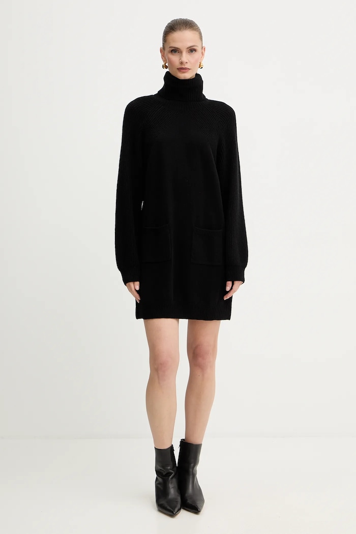 Liu Jo rochie din lână MF5063.MS009 negru AW25