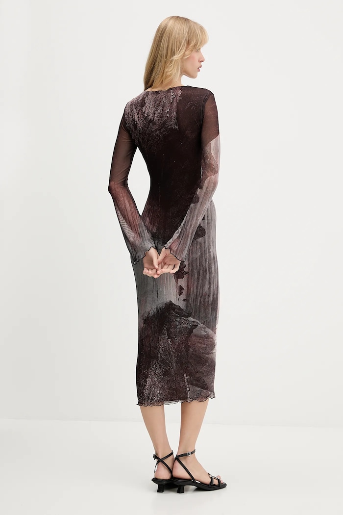 Odzież Desigual sukienka ABYSS LACROIX 25WWVK01 brązowy