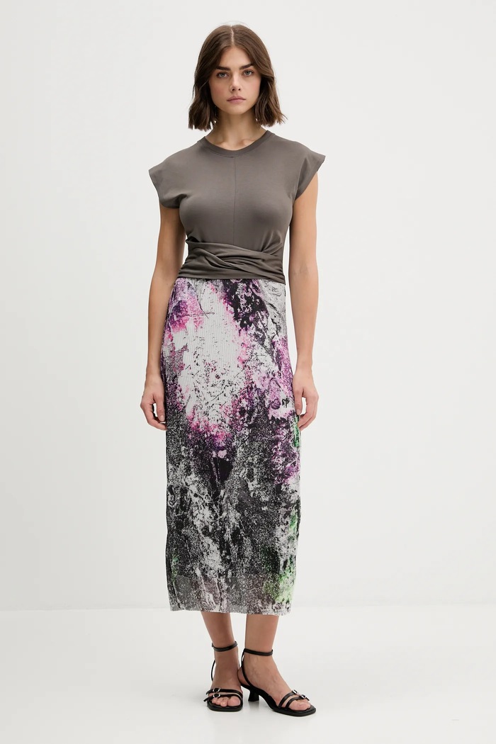 Šaty Desigual WALLS LACROIX s elastanom sivá 25WWVK05