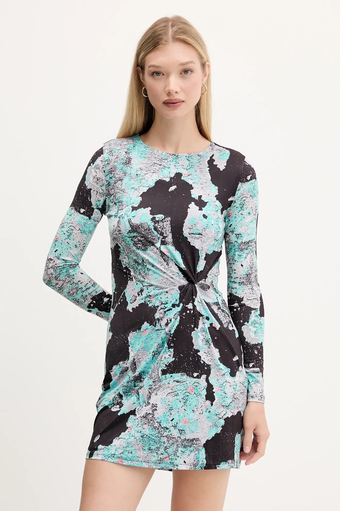 Φόρεμα Desigual WALL LACROIX μακρύ μαύρο 25WWVK09