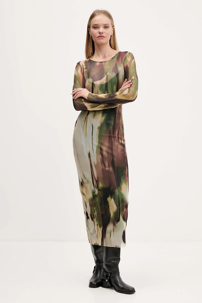 Šaty Desigual GODIVA s elastanom zelená 25WWVK41