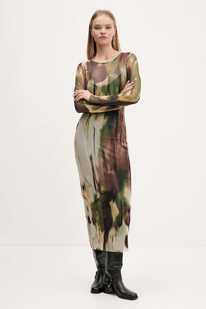 Šaty Desigual GODIVA s elastanom zelená 25WWVK41