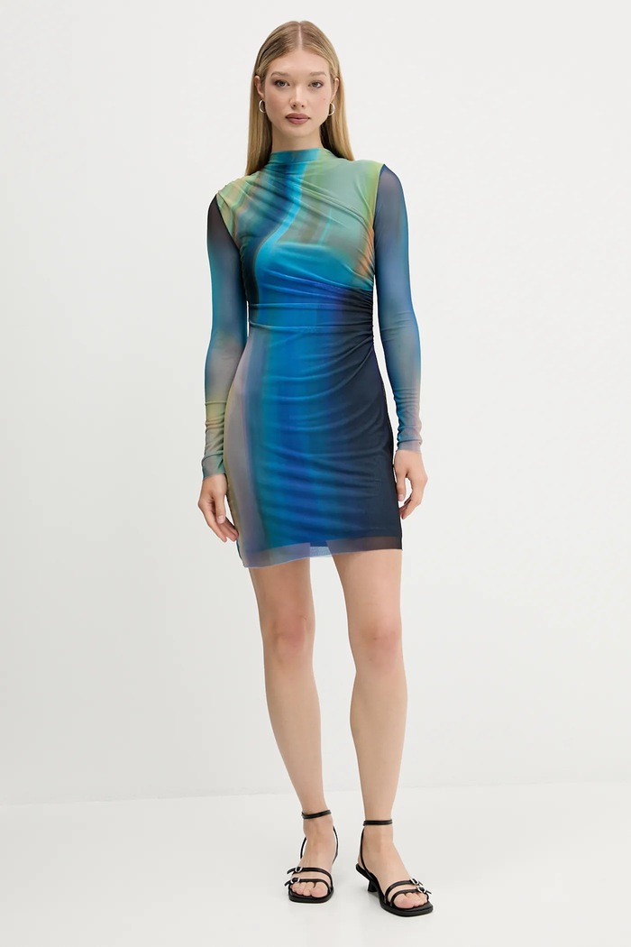 Šaty Desigual SHIRA s elastanom modrá 25WWVK43