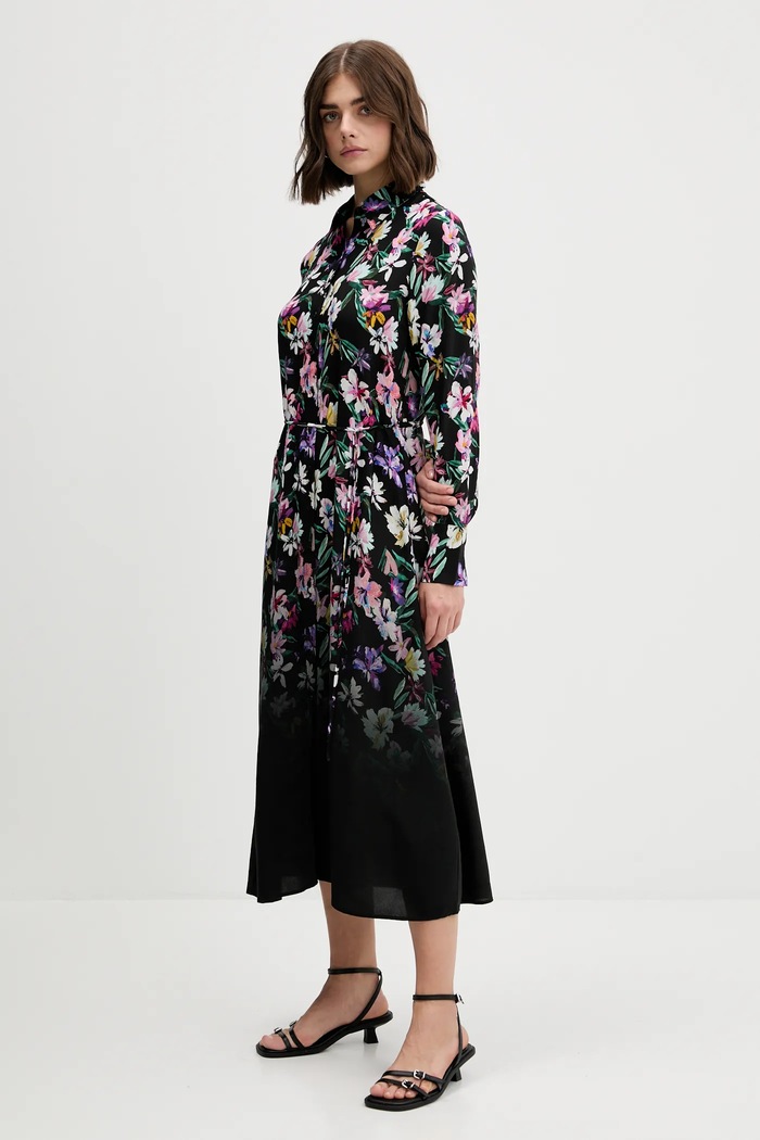Рокля Desigual CAMISERO ACRIL 25WWVW11 черен AW25