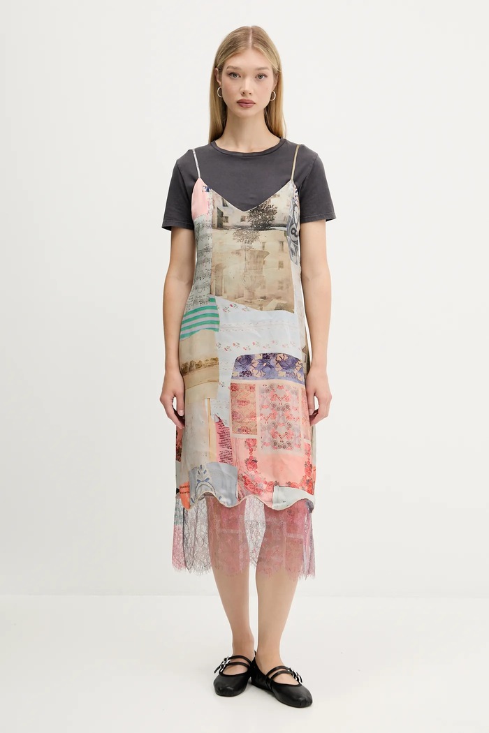 Desigual sukienka COLLAGE casual szary 25WWVW17