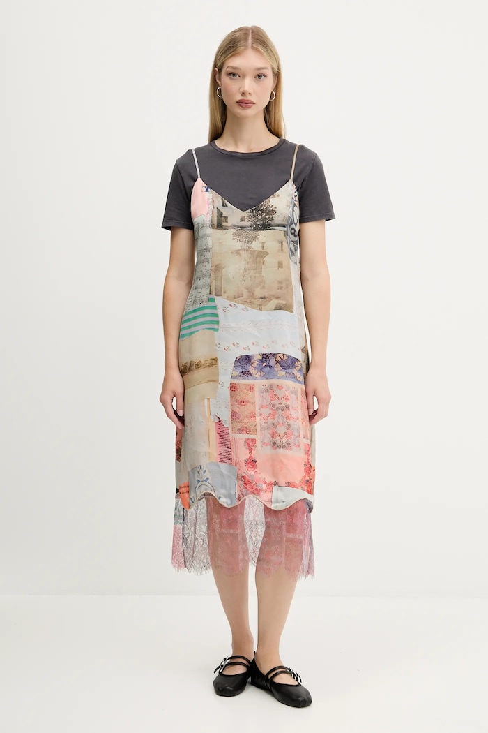 Desigual sukienka COLLAGE casual szary 25WWVW17