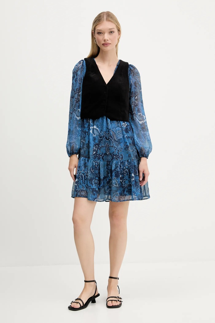 Desigual sukienka i kamizelka CHALECO casual granatowy 25WWVW27