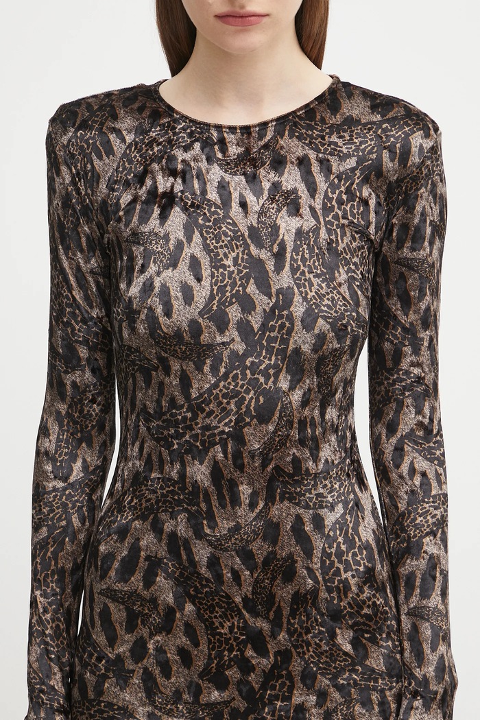 Fiorucci sukienka welurowa Banimalier Print Velour Padded Mini W02FPDMN011VR01BR01
