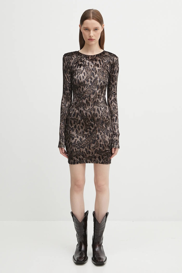 Fiorucci sukienka welurowa Banimalier Print Velour Padded Mini W02FPDMN011VR01BR01