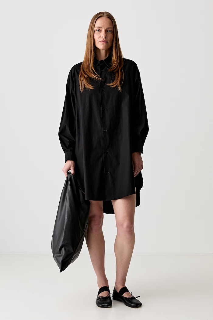 MM6 Maison Margiela shirt dress plain cotton S52CT0793.M35480.900 black