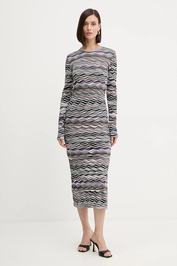 Vunena haljina Missoni casual siva DS25WG01.BK01C0