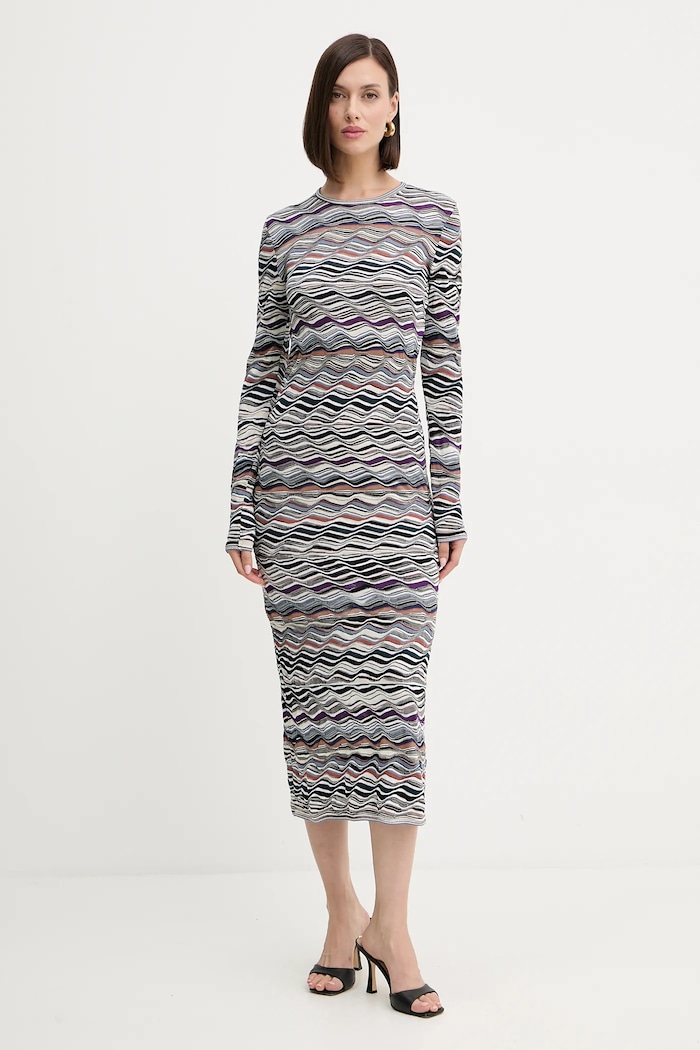 Vunena haljina Missoni casual siva DS25WG01.BK01C0