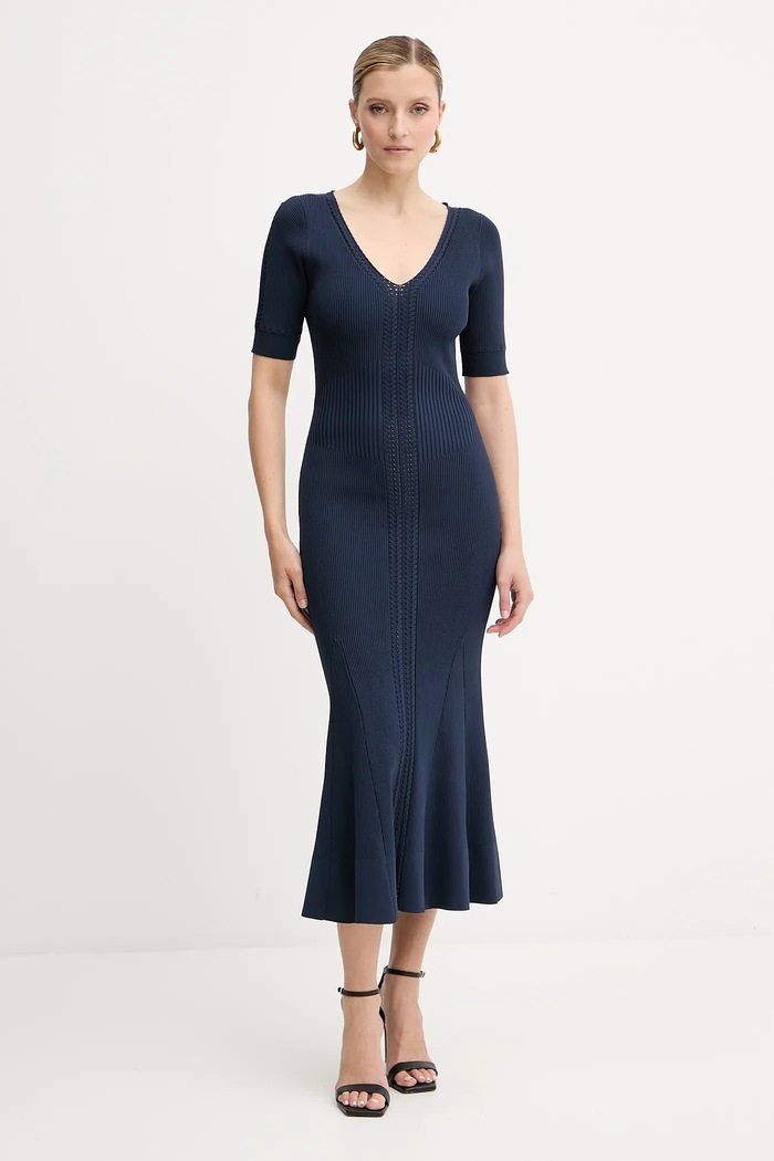 Šaty Herve Leger Aria jemný vzor tmavomodrá DCR8524128