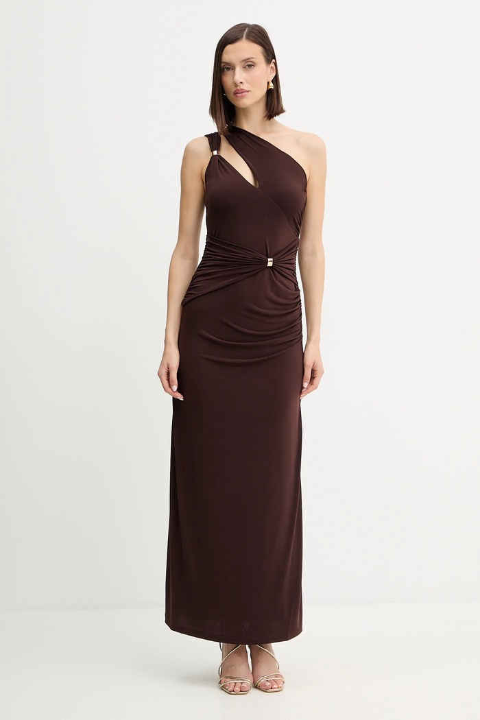 Herve Leger sukienka Aurora maxi brązowy RMJ8536054