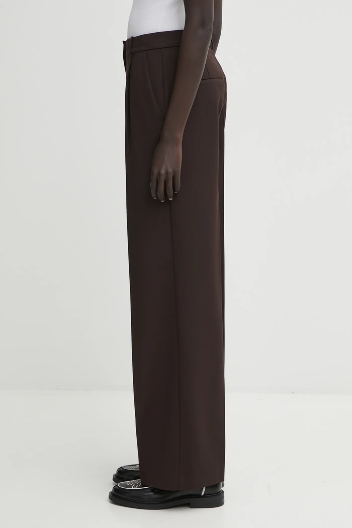 Anine Bing pantaloni cu lână trent A.03.11187 maro AW25