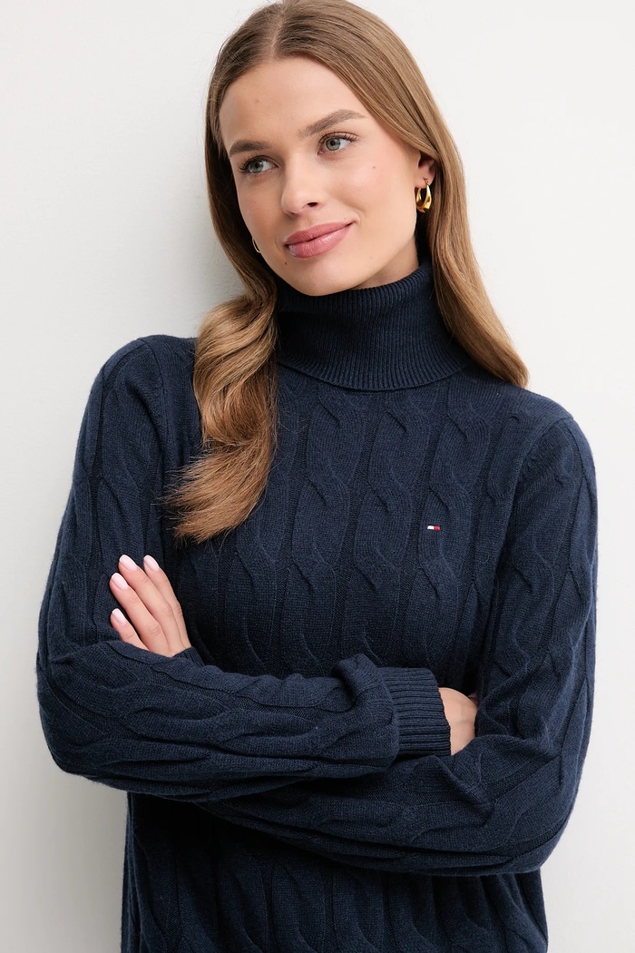 Φόρεμα με προσθήκη μαλλιού Tommy Hilfiger σκούρο μπλε WW0WW46429