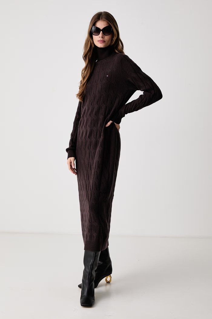 Tommy Hilfiger Vestito in lana WW0WW46429 marrone AW25