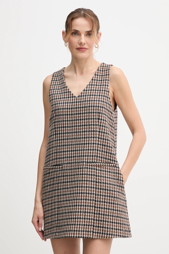 Вълнена рокля Tommy Hilfiger вълна кафяв WW0WW48267