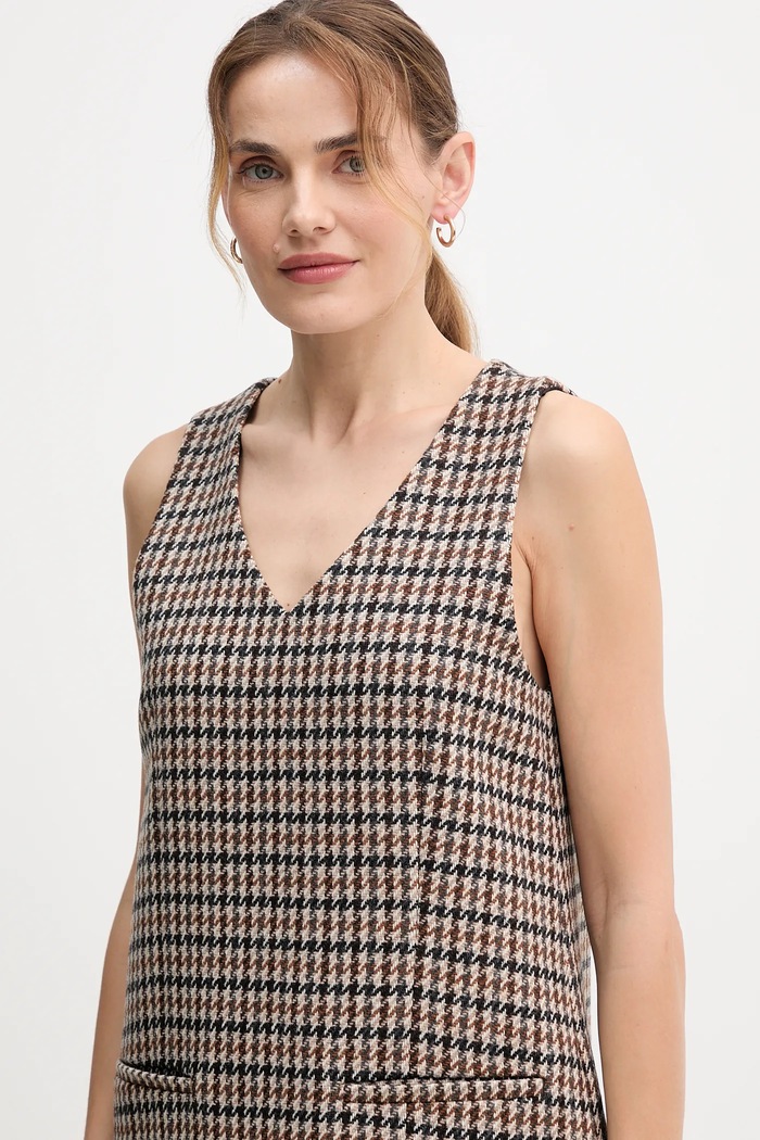 Вълнена рокля Tommy Hilfiger WW0WW48267 кафяв
