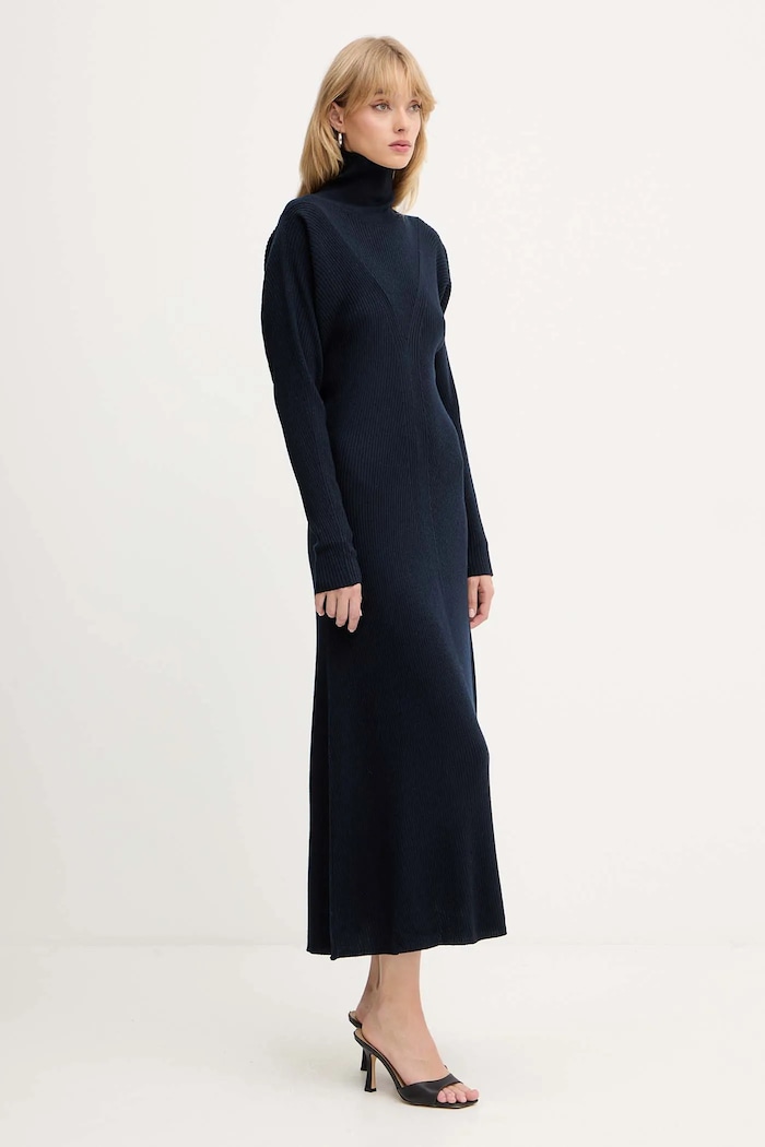 Μάλλινο φόρεμα BOSS Dalessandra 50548520 σκούρο μπλε AW25