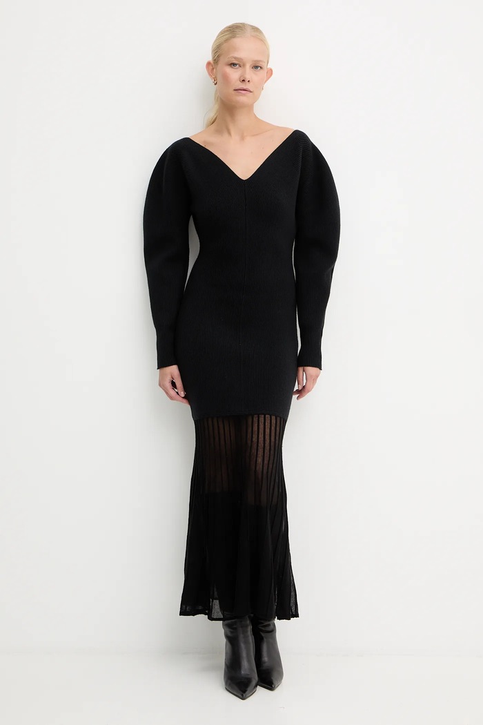 Платье с добавлением шерсти BOSS Fulenti 50550771 чёрный AW25