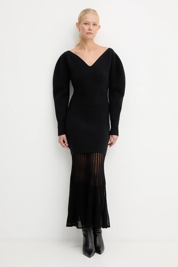 Платье с добавлением шерсти BOSS Fulenti 50550771 чёрный AW25