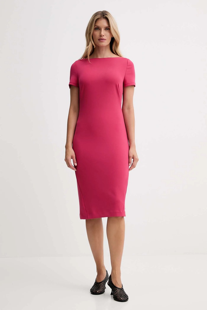 Obleka Calvin Klein Z elastanom roza LV044D063G