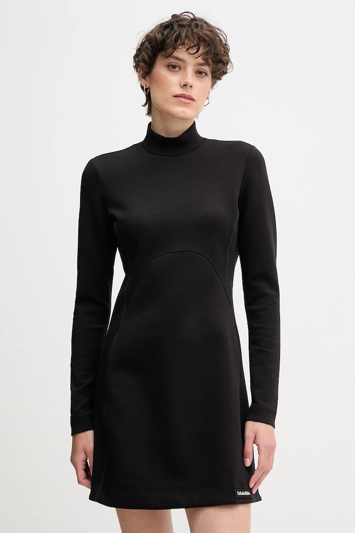 Šaty Calvin Klein Jeans s elastanom čierna LV044D222G