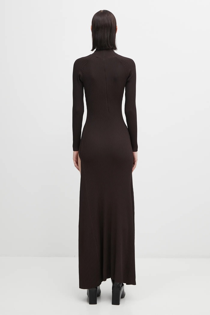Ρούχα Φόρεμα Coperni Leg Cut-Out Rib Gown COPML155Y3011 καφέ