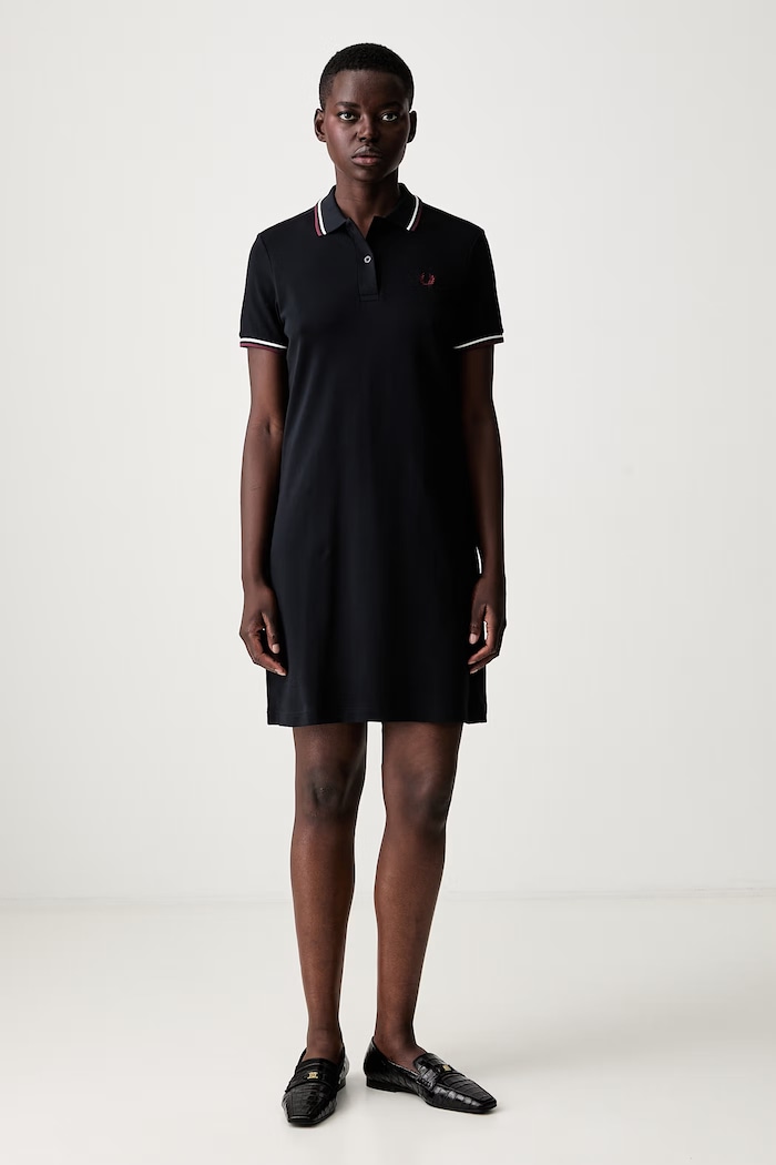 Fred Perry vestito liscio in cotone con elastan blu navy D3600