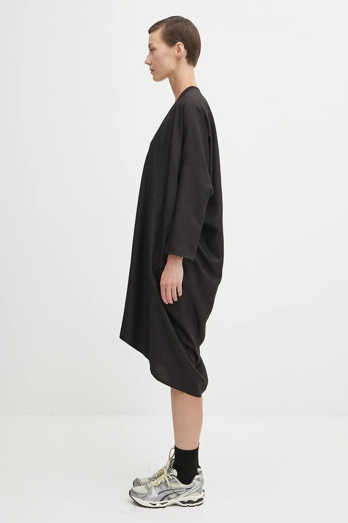 Visvim silk dress ruana dress l/s 325105017004 black AW25