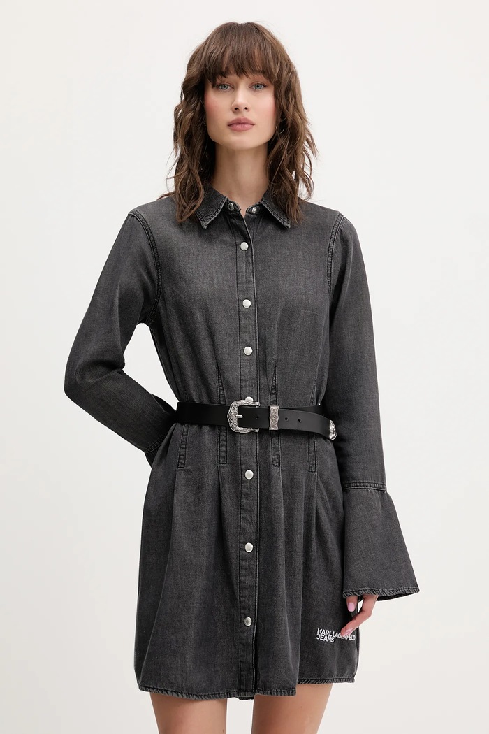 Karl Lagerfeld Jeans rochie jeans fixat gri A4W13003