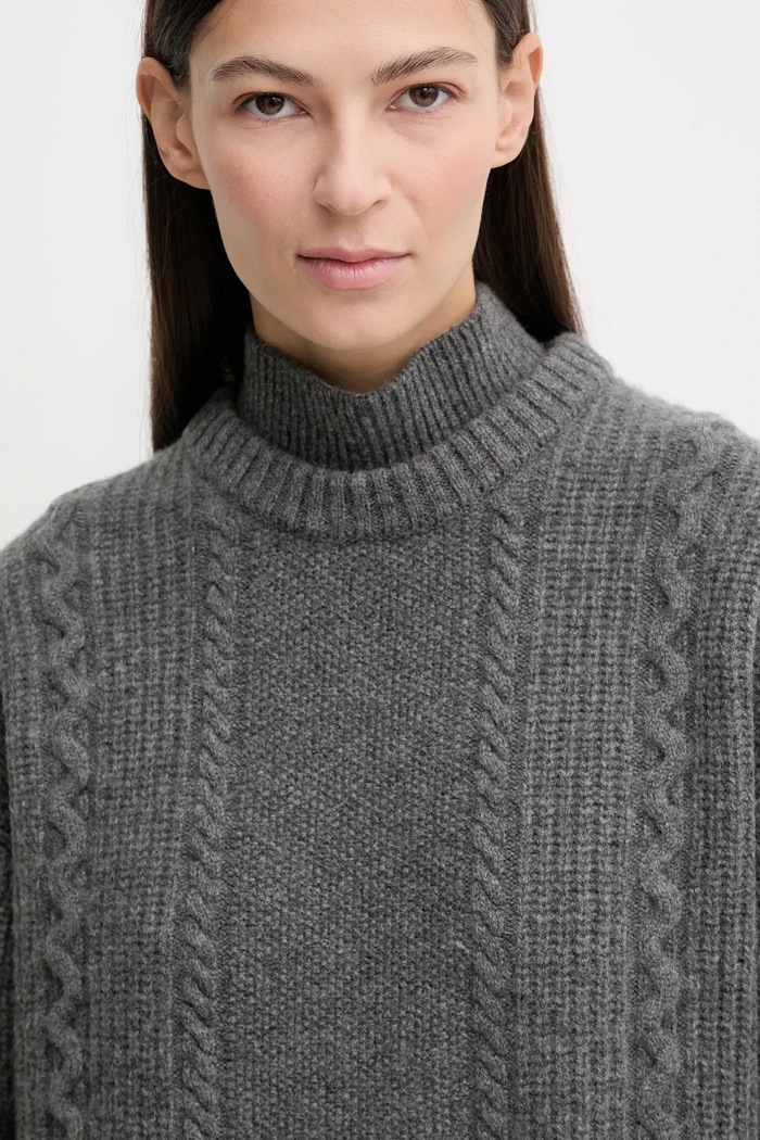 Vlněné šaty G-Star Cable loose knit šedá D27217.D770
