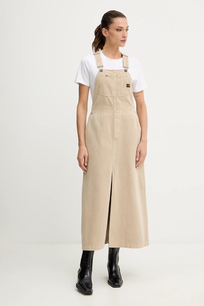 Džínové šaty G-Star Dungaree maxi béžová D26965.E078