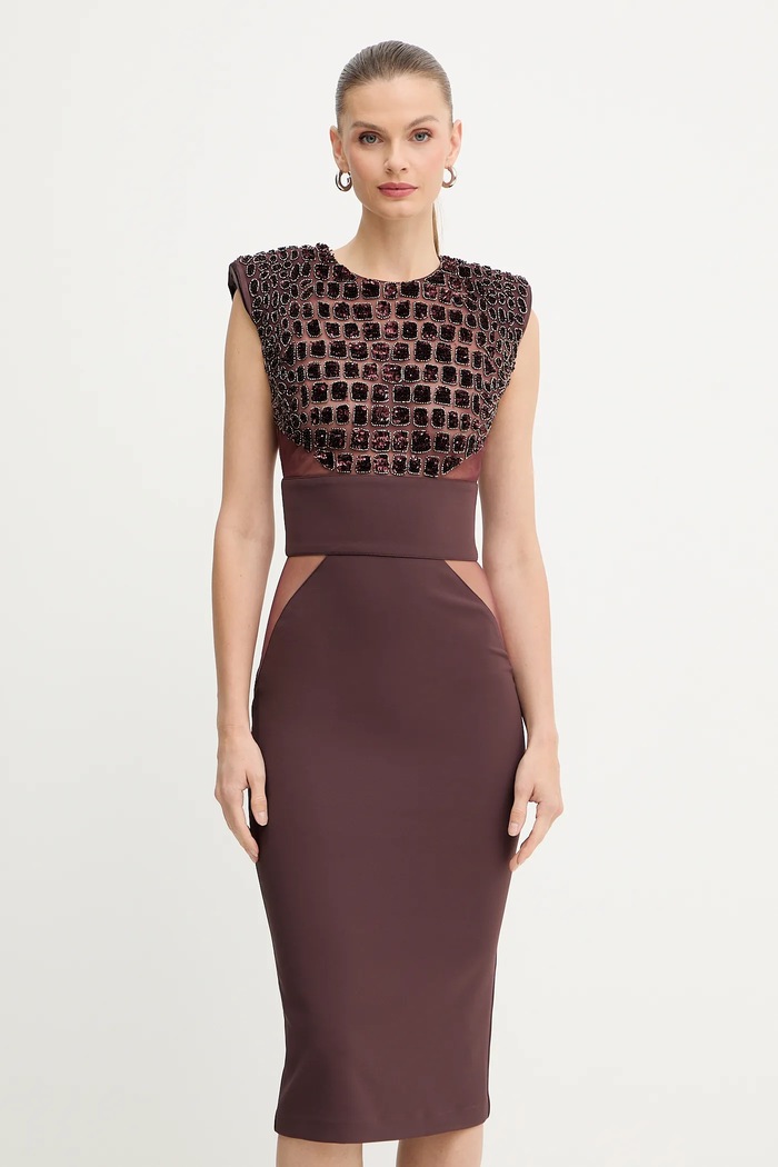 Šaty Elisabetta Franchi nášivka burgundské AB83457E2