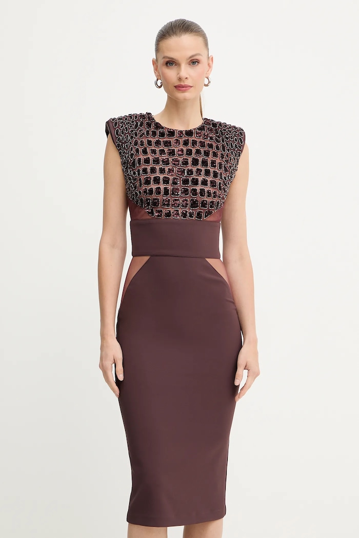Šaty Elisabetta Franchi nášivka burgundské AB83457E2