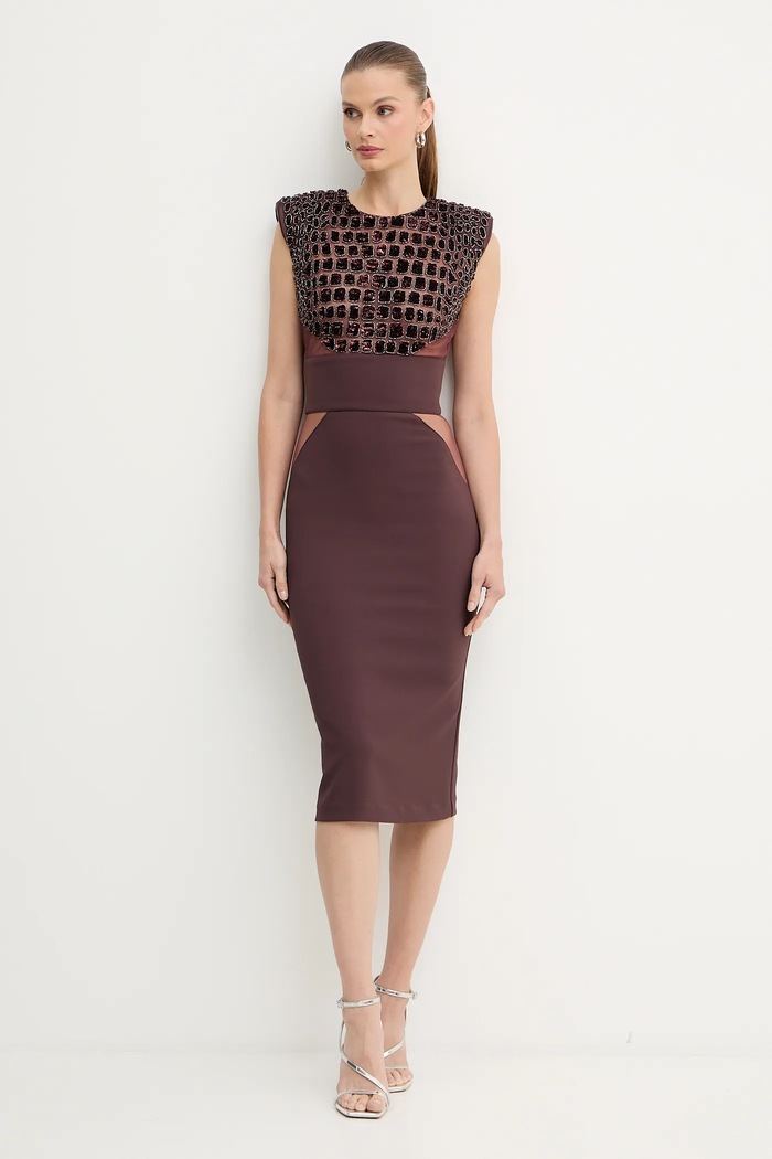 Šaty Elisabetta Franchi AB83457E2 burgundské AW25
