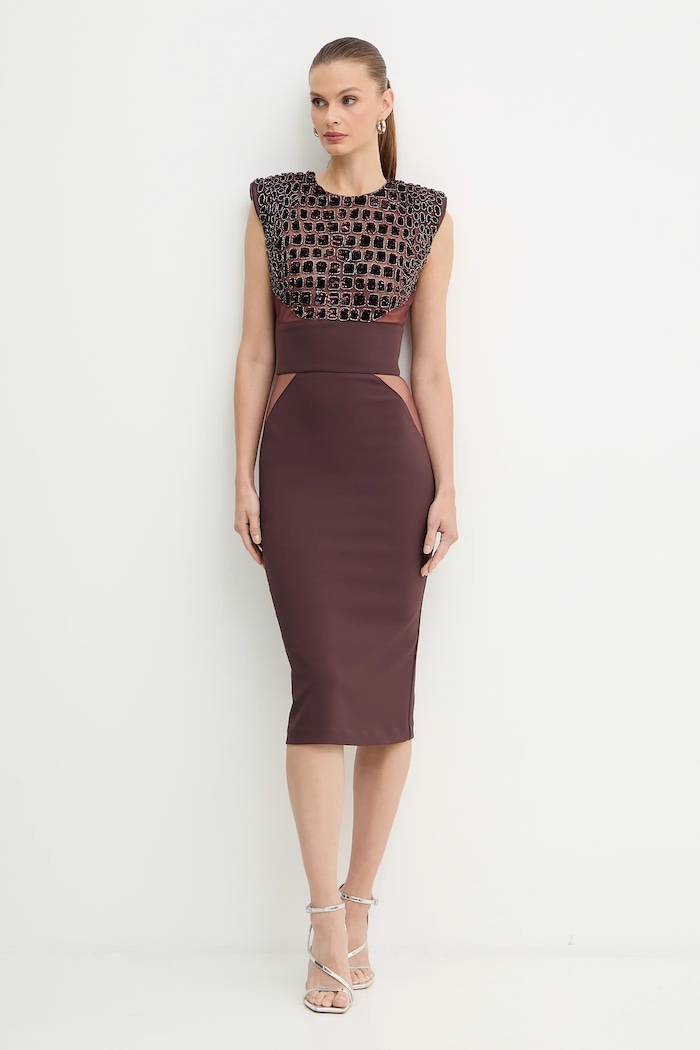 Šaty Elisabetta Franchi AB83457E2 burgundské AW25