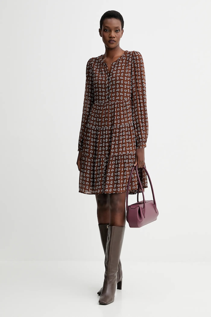 Viskózové šaty Marc O'Polo 508115221291 hnedá AW25