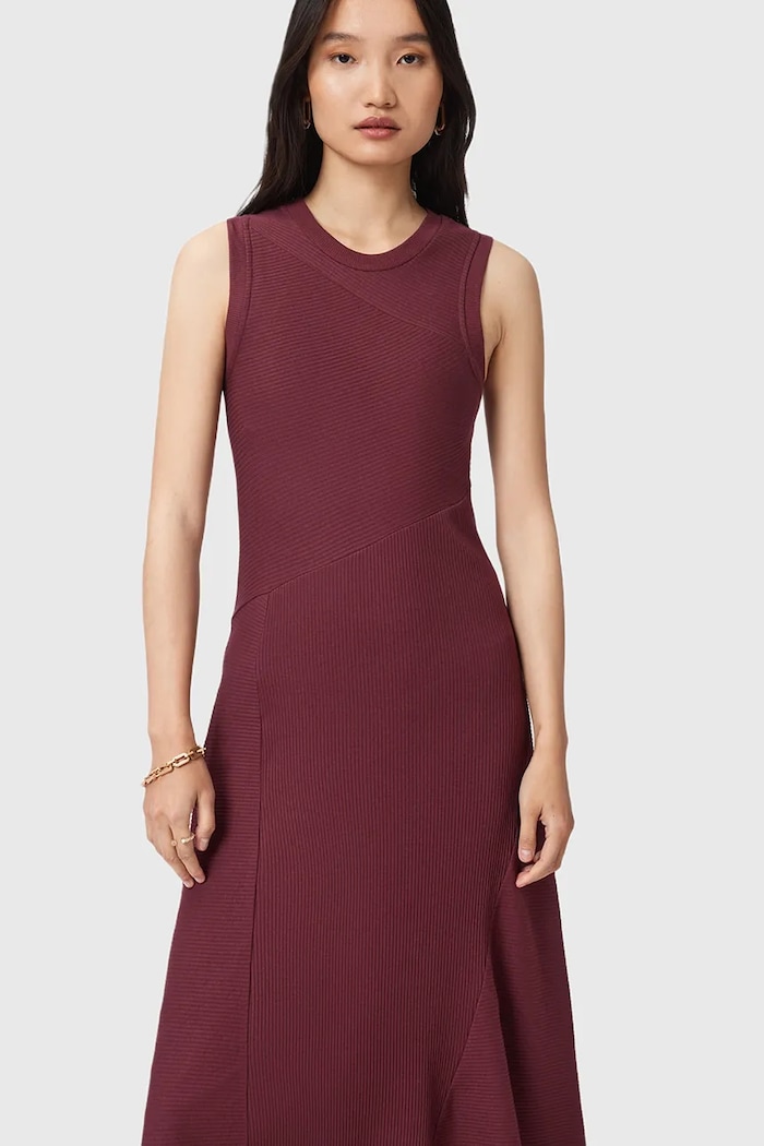 Îmbrăcăminte AllSaints rochie GIA W073DD burgundia