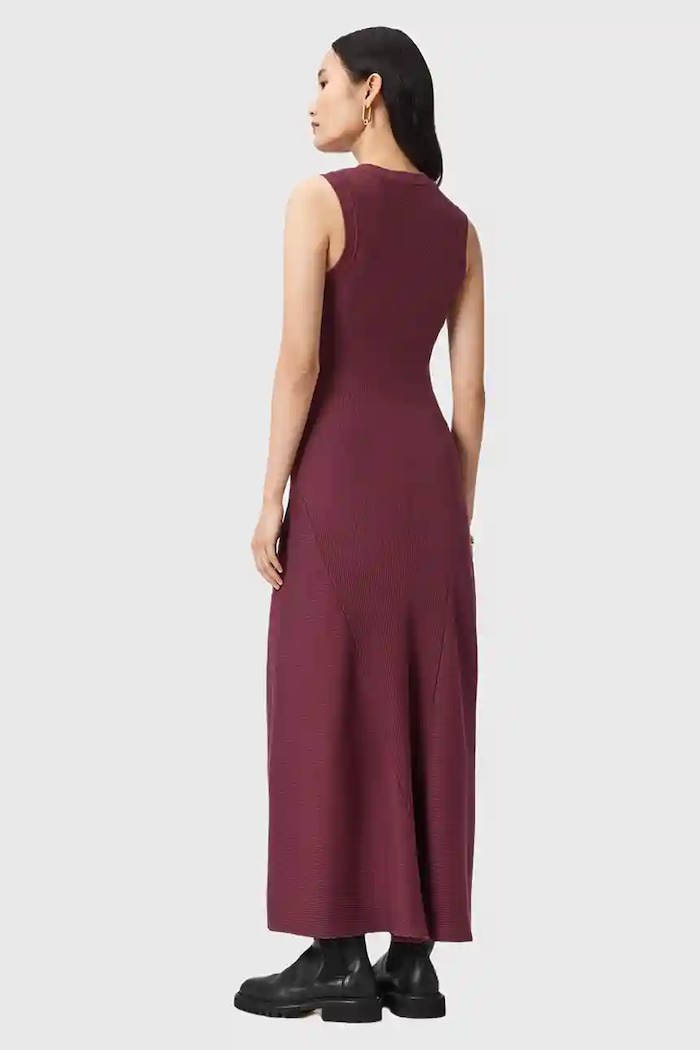 AllSaints rochie GIA W073DD burgundia