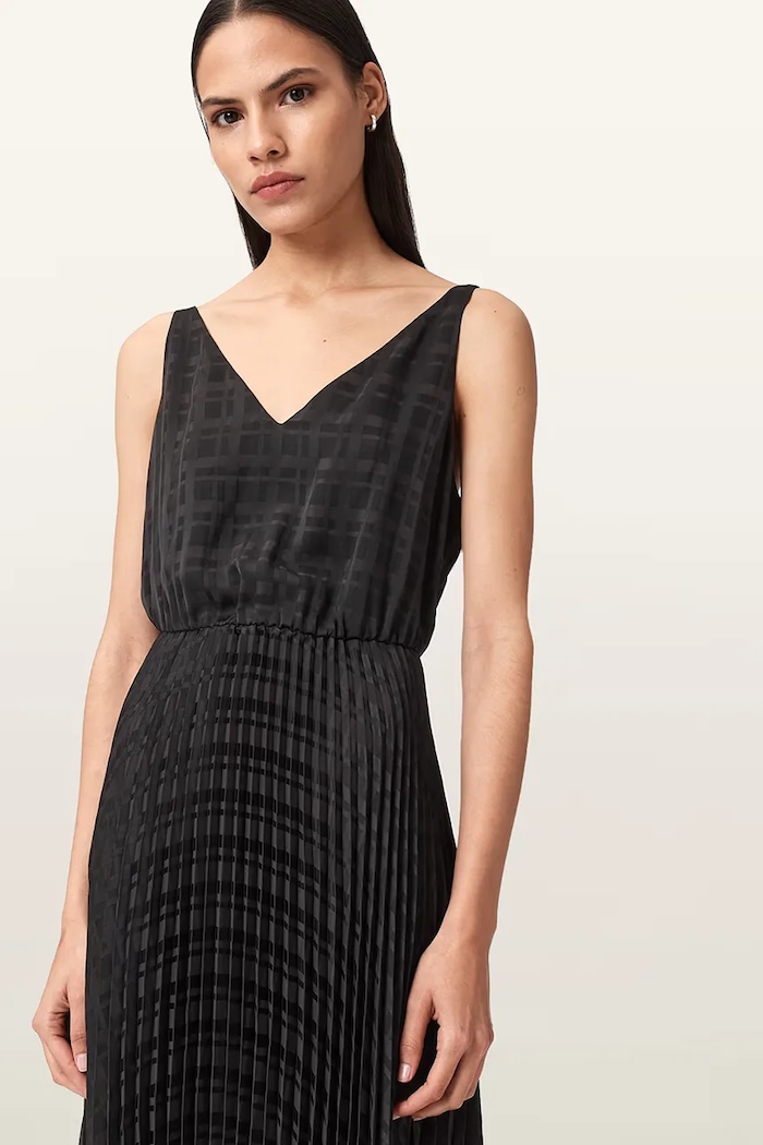Îmbrăcăminte AllSaints rochie pulover din vâscoză W064DD negru