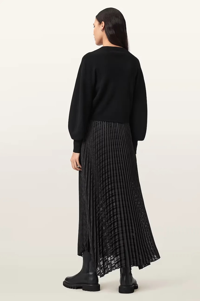 AllSaints rochie pulover din vâscoză W064DD negru