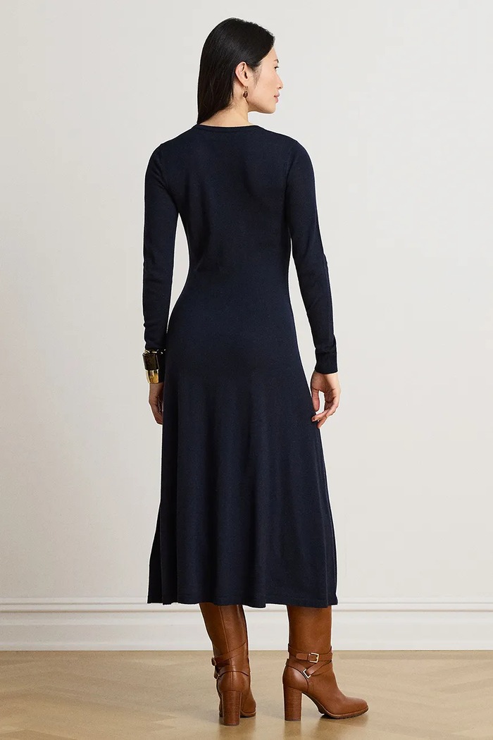 Lauren Ralph Lauren Sukienka bawełniana 200979711 granatowy AW25