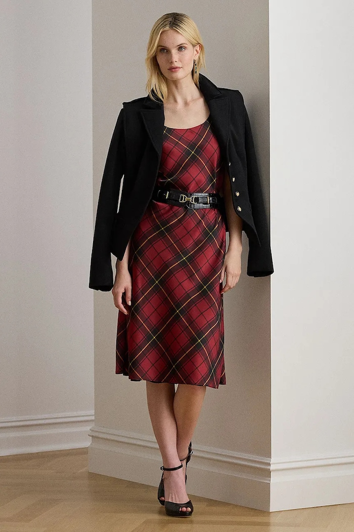 Obleka Lauren Ralph Lauren Okrogel rdeča 200979919