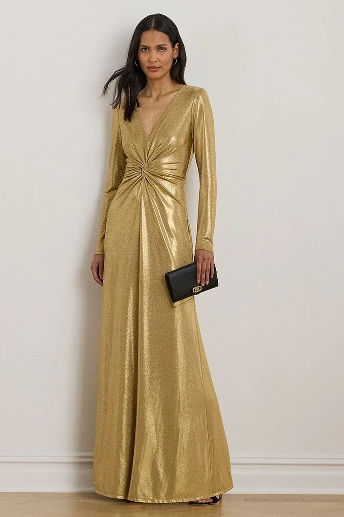 Lauren Ralph Lauren sukienka z elastanem złoty 253979967
