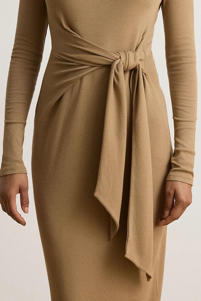 Sukienka z bawełną Lauren Ralph Lauren 200980028 brązowy